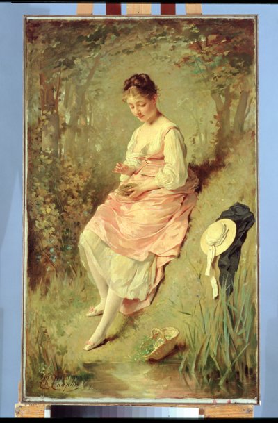 Jeune fille avec un nid, fin des années 1860 - Charles Joshua Chaplin