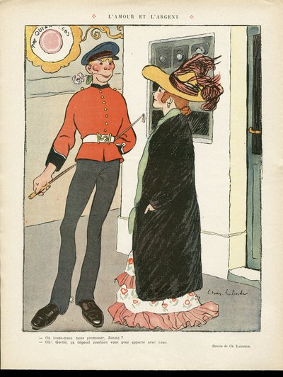 Illustration de Chas-Laborde dans Le Lire, 27/07/12 - Amour et Argent - Angleterre Grande-Bretagne, Amour, Mode, Chapeau - Charles Laborde