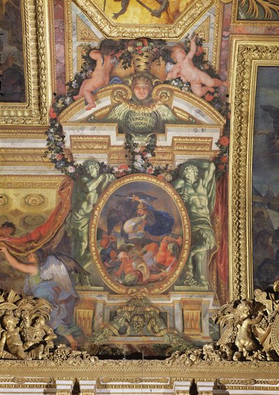 Défaite des Turcs en Hongrie par les troupes du roi en 1664, peinture au plafond de la Galerie des Glaces - Charles Le Brun