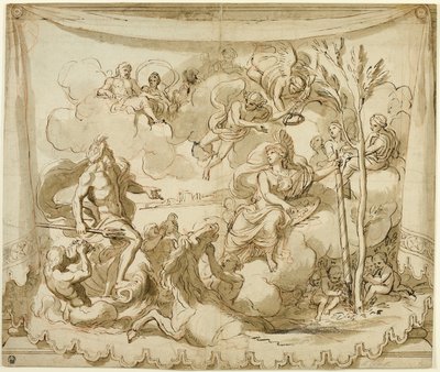 Neptune et Minerve discutant de la fondation d