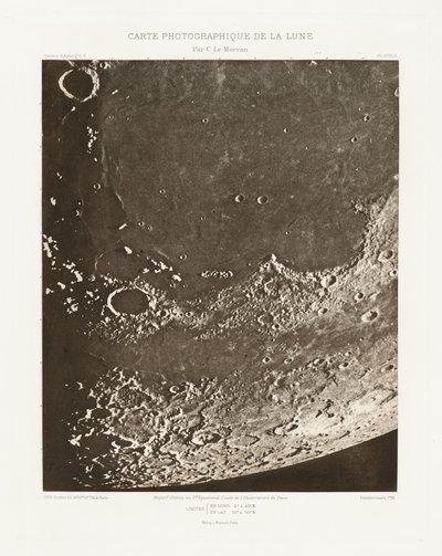 Carte photographique de la lune, planche XVIII.A (Photographic Chart of the Moon, plate XVIII.A),October 20 - Charles le Morvan