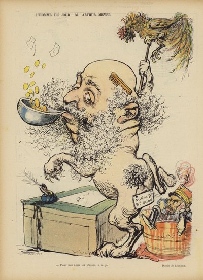 Caricature du journaliste français Arthur Meyer. Illustration pour Le Rire - Charles Leandre
