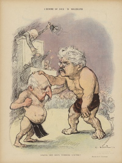 Caricature des politiciens français Émile Combes et Alexandre Millerand. Illustration pour Le Rire - Charles Leandre