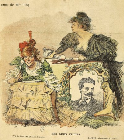Dessin pour les deux centièmes représentations de Mademoiselle Fifi, d