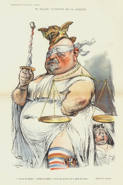 Ernest Valle, ministre français de la Justice, illustration pour Le Rire - Charles Leandre