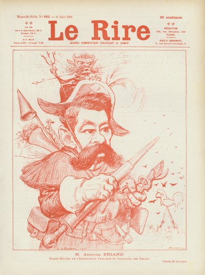 Le politicien français Aristide Briand. Illustration pour Le Rire - Charles Leandre