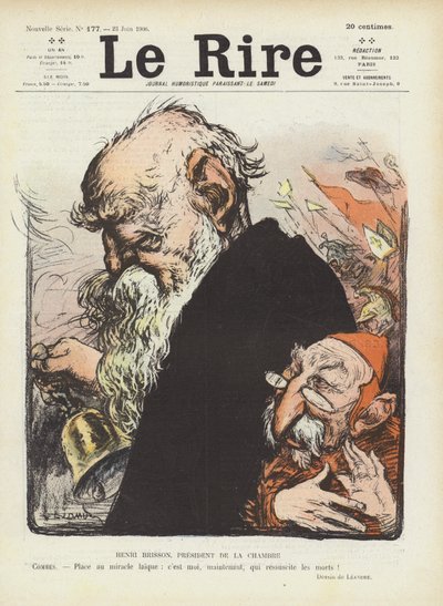 Les politiciens français Henri Brisson et Émile Combes. Illustration pour Le Rire - Charles Leandre