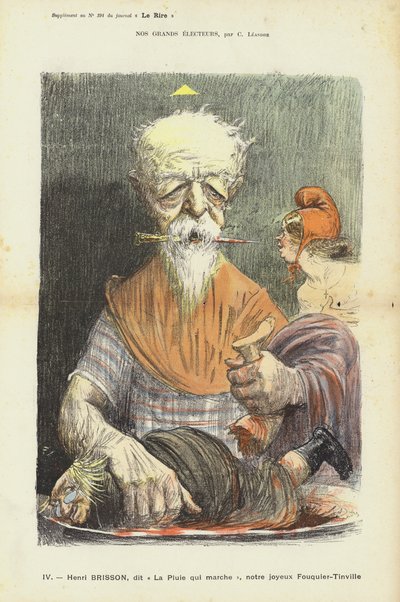 Henri Brisson, homme politique français, illustration pour Le Rire - Charles Leandre