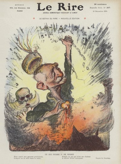 Le roi Pierre Ier de Serbie. Illustration pour Le Rire - Charles Leandre