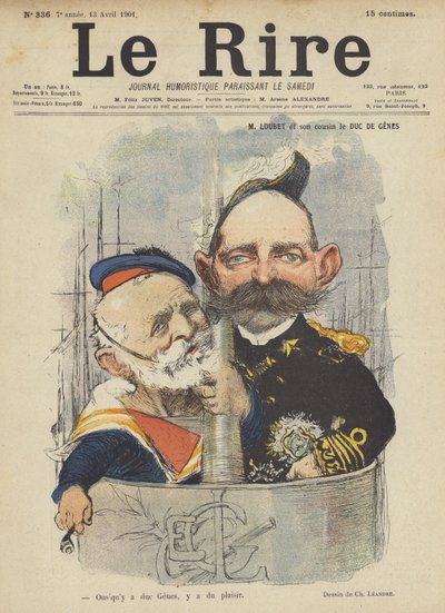 Loubet et son cousin le Duc De Gênes, Illustration pour Le Rire - Charles Leandre