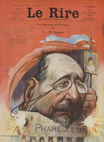 Maurice Rouvier, homme politique français. Illustration pour Le Rire - Charles Leandre