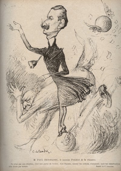 M. Paul Deschanel le nouveau Président de la Chambre - Caricature par Charles Léandre (1862-1934) dans « Le Rire » 1898 - Charles Leandre