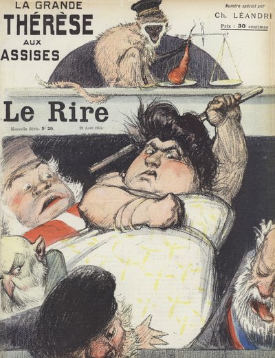 Le procès de la célèbre fraudeuse Thérèse Humbert. Illustration pour Le Rire - Charles Leandre