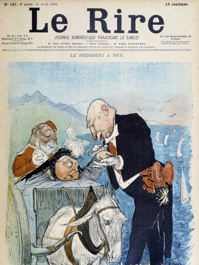 Victoria et Félix Faure à Nice - par Léandre, dans « Le Rire » du 23/04/1898 - Charles Leandre