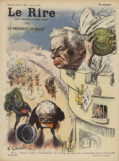 Visite du président Loubet de France en Italie. Illustration pour Le Rire - Charles Leandre