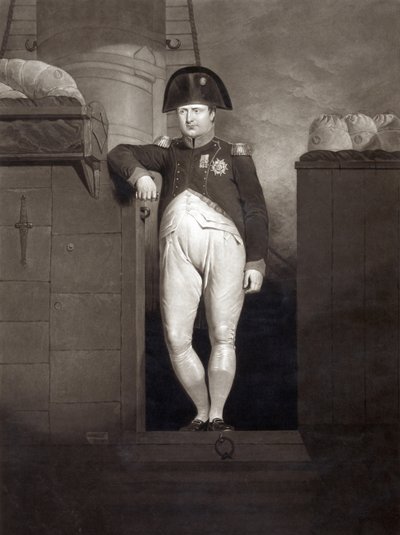 Napoléon Bonaparte sur la passerelle du HMS Bellerophon après avoir atteint Plymouth Sound, août 1815, gravé par Charles Turner - Charles Lock Eastlake
