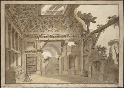 Conception pour les peintures dans la cellule du Père Lesueur au Monastère de la Santissima Trinità dei Monti à Rome - Charles Louis Clérisseau (1722-1820). - Charles Louis Clerisseau
