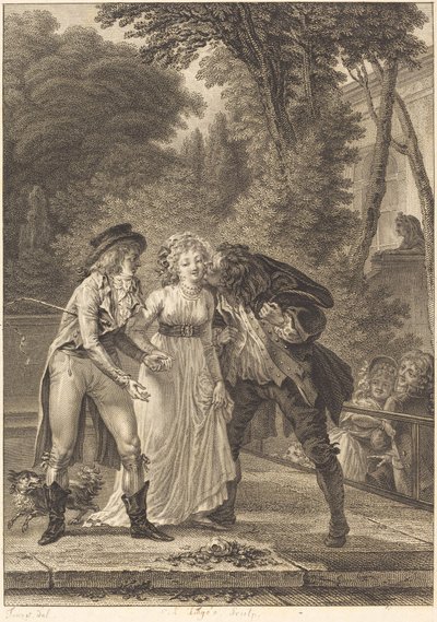 Le baiser rendu - Charles Louis Lingée after Jacques Louis François Touzé