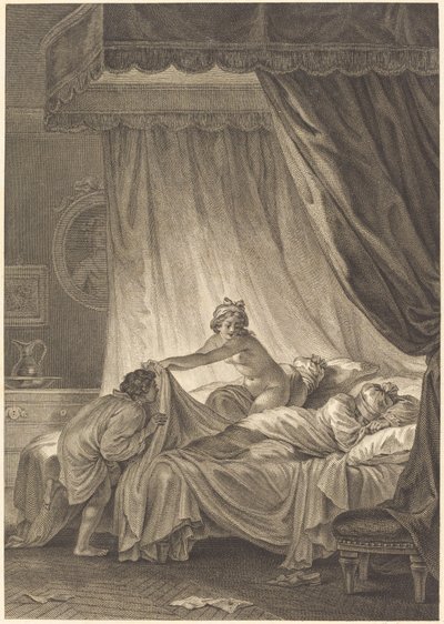 Joconde: Le lit - Charles Louis Lingée after Jean Honoré Fragonard