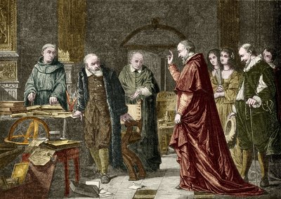 Captivité de Galilée, astronome italien (1564-1642), gravure d