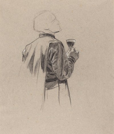 Un homme barbu avec un verre de vin - Charles Louis Lucien Muller