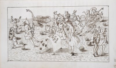 Alice et la Reine Rouge jouent au croquet, illustration du Chapitre IV de 