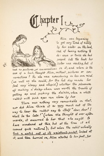 Alice avec sa sœur, illustration des Aventures d