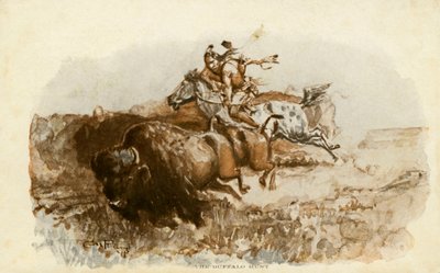 La chasse au bison par C. M. Russell - Charles Marion Russell