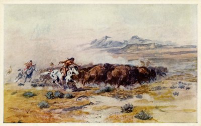 La chasse au bison par C. M. Russell - Charles Marion Russell