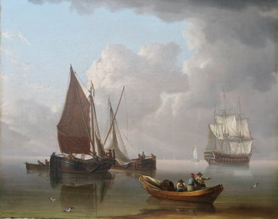 Navires calmes au large, c.1800 - Charles Martin Powell