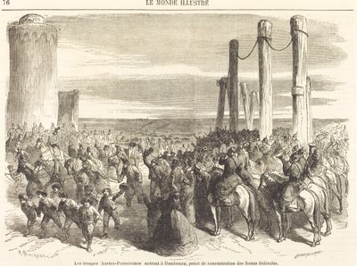 Les troupes Austro-Prussiennes entrant à Hambourg... [partie supérieure] - Charles Maurand after Godefroy Durand