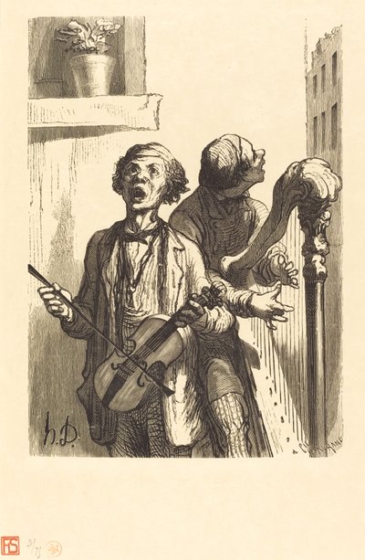 Les Chanteurs de rue - Charles Maurand after Honoré Daumier
