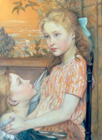 Jeune fille avec ange gardien - Charles Maurin