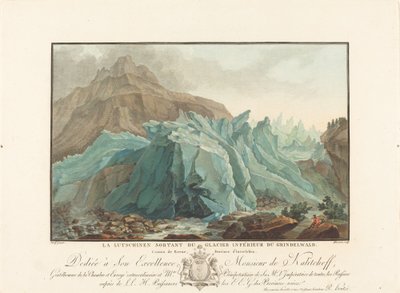 La Lutschinen sortant du Glacier inférieur du Grindelwald, 1785 - Charles Melchior Descourtis
