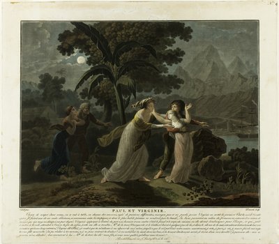 Le départ, planche 4 de Paul et Virginie - Charles Melchior Descourtis