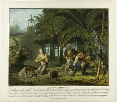 La prière, planche 6 de Paul et Virginie - Charles Melchior Descourtis