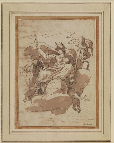 Figure féminine allégorique, assise sur des nuages - Charles Mellin
