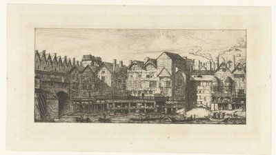 Façades arrière des maisons avec des pelletiers sur la Seine près du Pont-au-Change à Paris - Charles Meryon