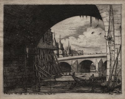 Eaux-fortes de Paris : une arche du pont Notre-Dame - Charles Meryon
