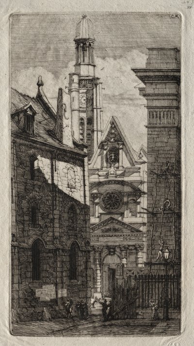 Eaux-fortes de Paris : Église Saint-Étienne-du-Mont - Charles Meryon