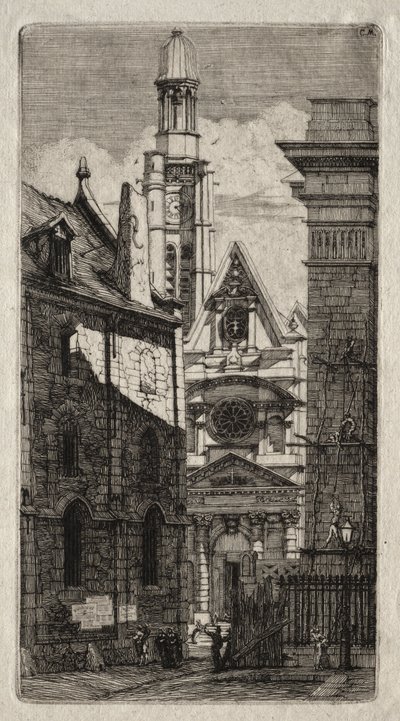 Eaux-fortes de Paris : Église Saint-Étienne-du-Mont - Charles Meryon