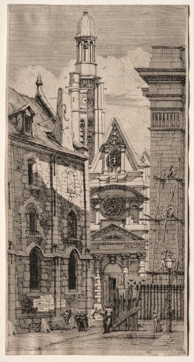 Gravures de Paris : Église Saint-Étienne-du-Mont - Charles Meryon