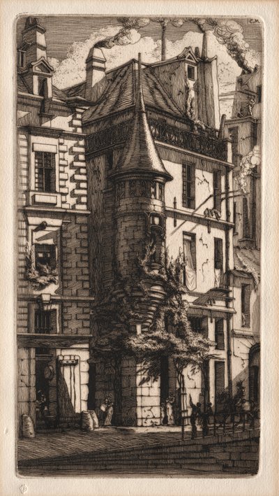 Eaux-fortes de Paris : maison avec une tourelle, rue des Tisserands - Charles Meryon