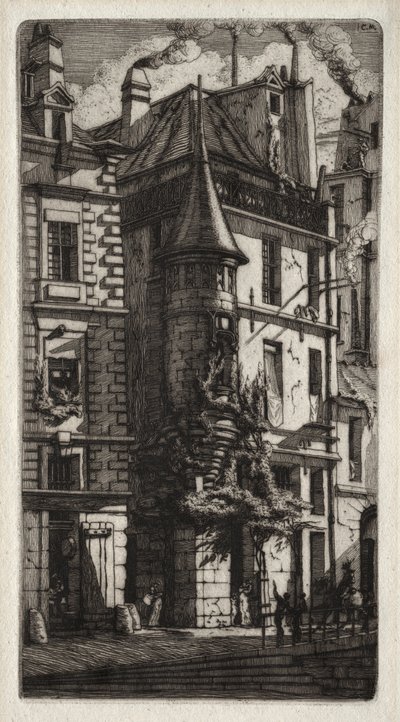 Eaux-fortes de Paris : Maison avec une tourelle, rue des Tisserands, 1852 - Charles Meryon