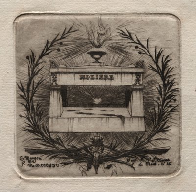 Eaux-fortes de Paris : Tombe de Molière au cimetière du Père Lachaise, 1854 - Charles Meryon