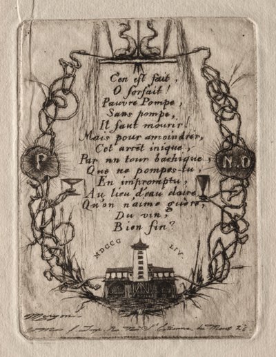Eaux-fortes de Paris : La pompe de Notre-Dame, petite plaque - Charles Meryon