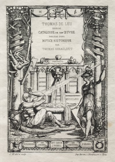 Frontispice pour un catalogue des gravures de Thomas de Leu, 1866 - Charles Meryon