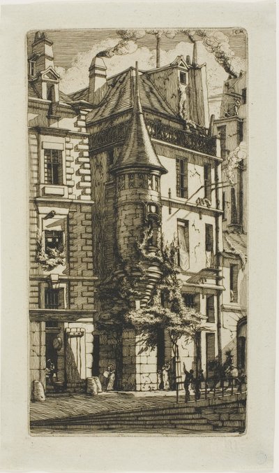 Maison avec une tourelle, rue de la Tixeranderie - Charles Meryon