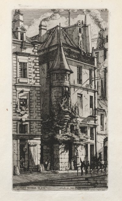 Maison avec une tourelle, rue de la Tixeranderie, Paris - Charles Meryon
