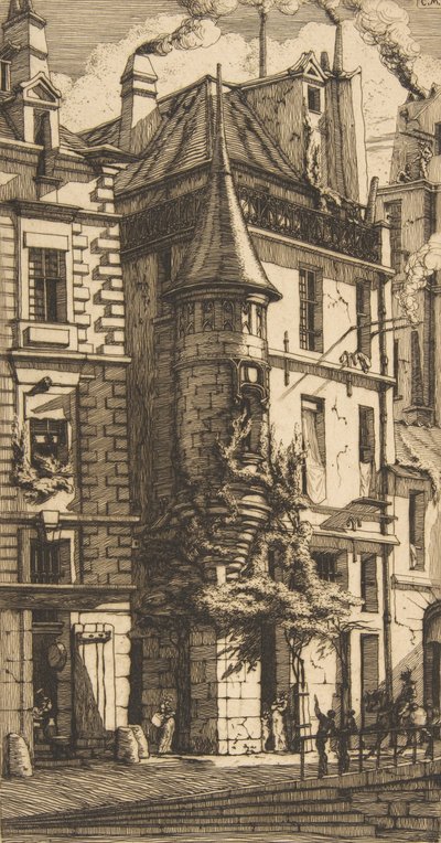 Maison avec une tourelle, rue de la Tixeranderie, Paris, 1852 - Charles Meryon
